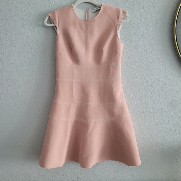 SANDRO Remind Rose Cindre Pink Tiered Fit And Flare Baby Pink Short Dress - Picture 10 of 11